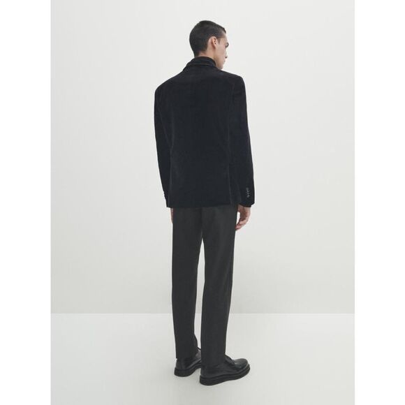 ✨ZARA NAVY BLUE VELVET SZ 38 BLAZER✨ - Picture 4 of 9